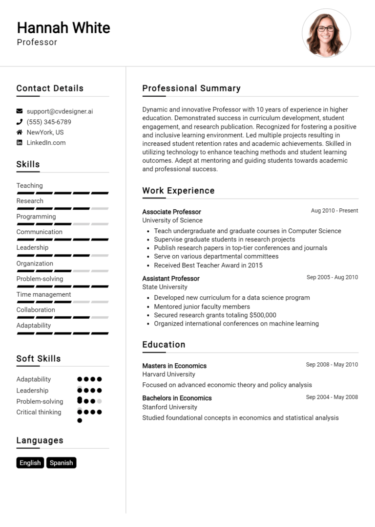 Professor Resume Example for 2025: Expert Tips & Templates