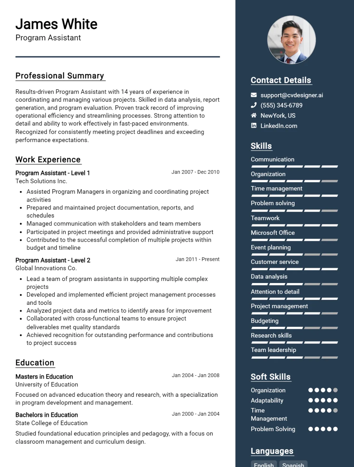 Program Assistant CV Example