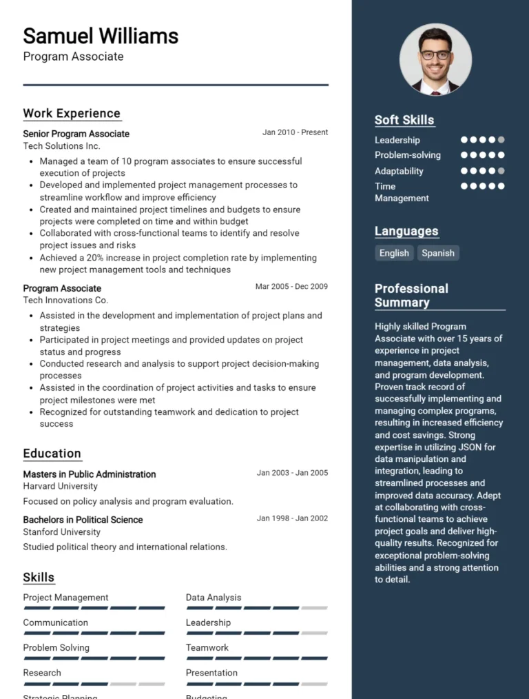 Program Associate CV Example For 2025: Examples & Free Templates