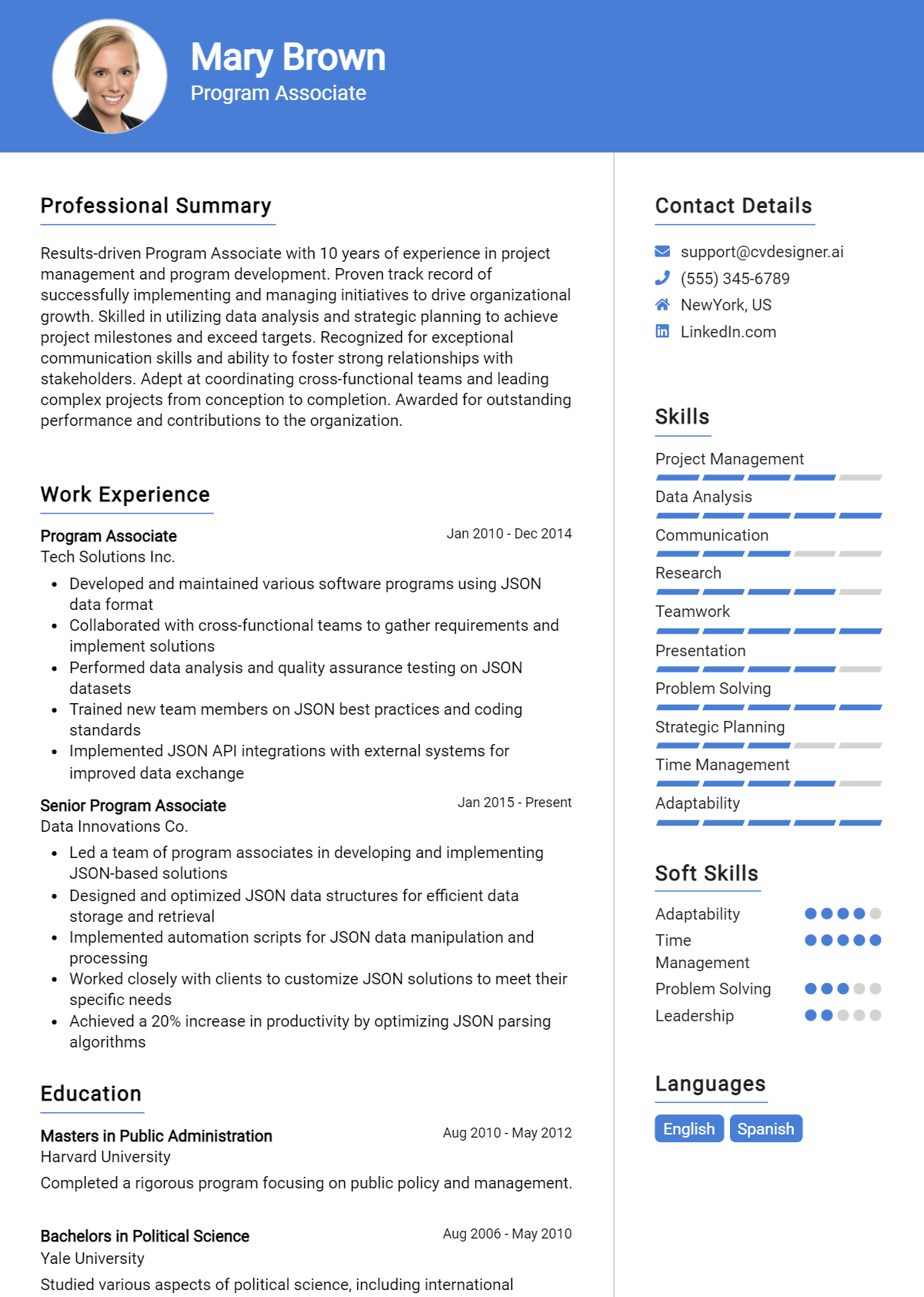 Program Associate Resume Example
