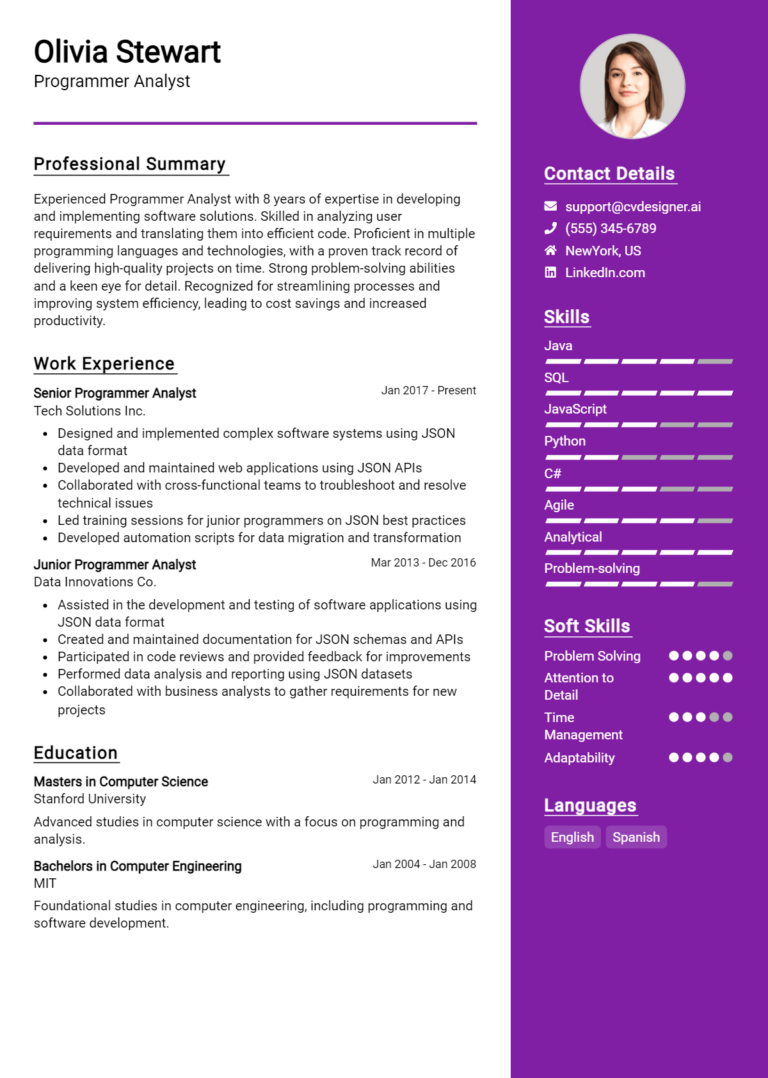 Programmer Analyst Resume Example for 2024 Tips to Stand Out