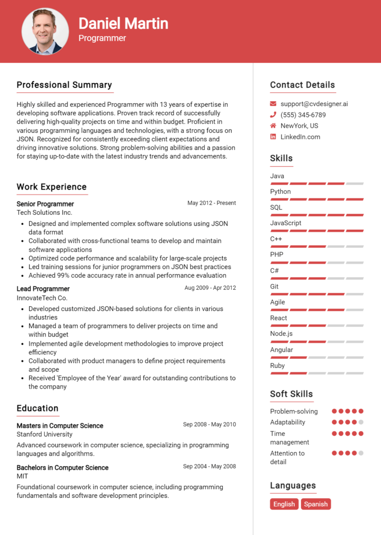 12 Programmer Resume Examples for 2025: Downloadable Templates