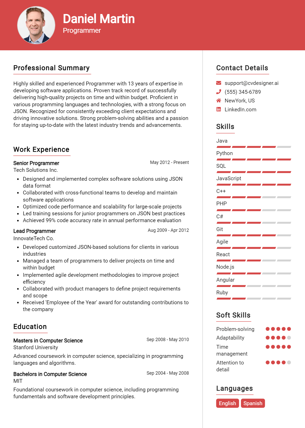 Programmer Resume Example