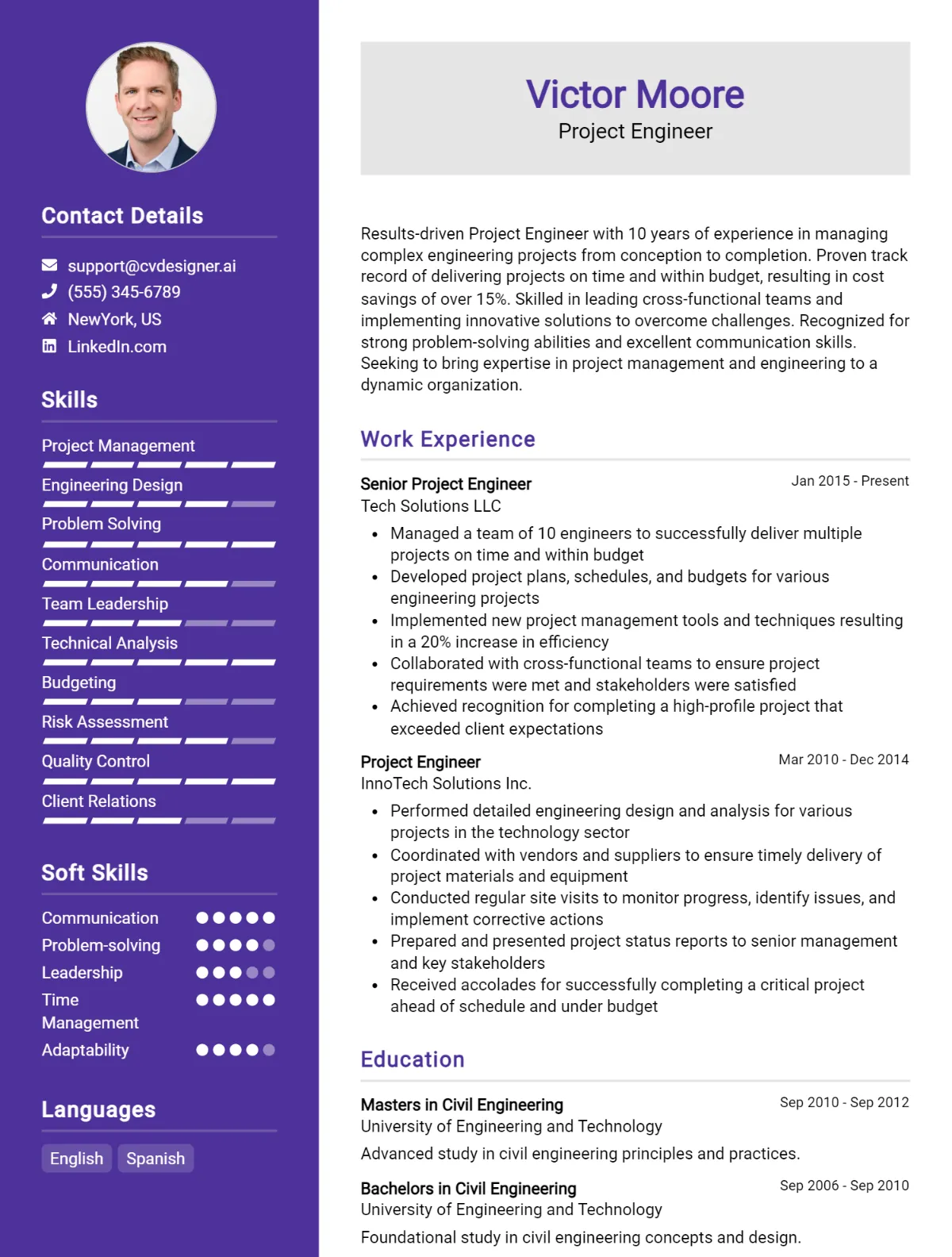 Project Engineer CV Example