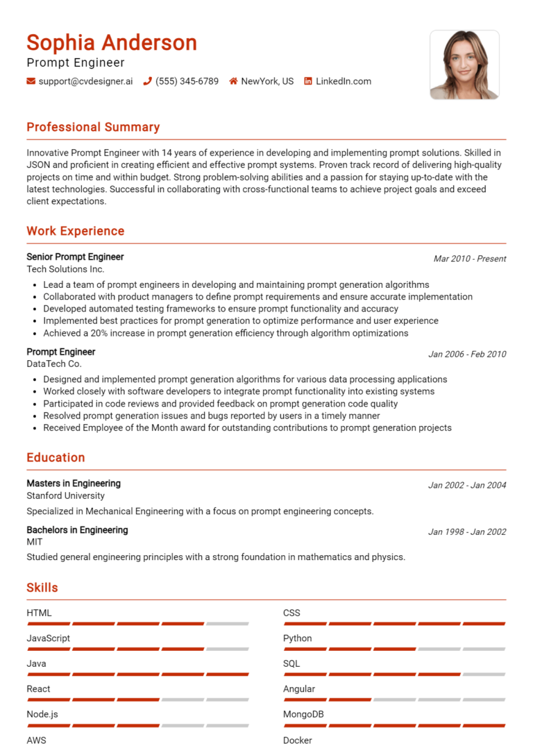 10 Prompt Engineer Resume Examples for 2025: Best Writing Guide