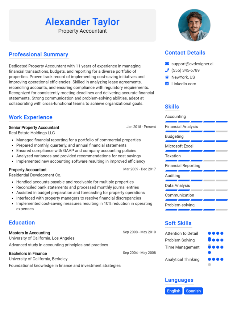 9 Property Accountant Resume Examples for 2025: Proven Tips & Templates
