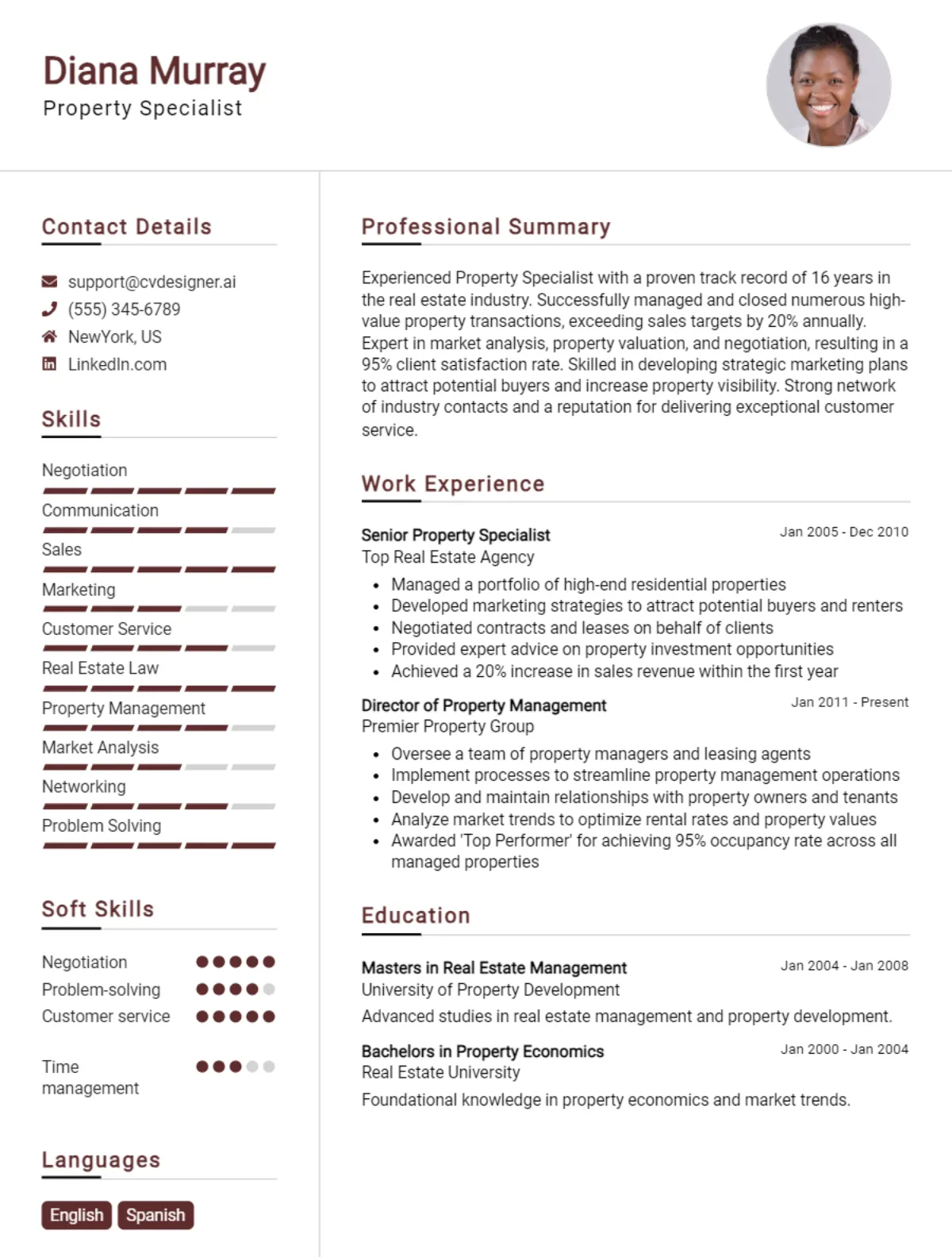 Property Specialist CV Example