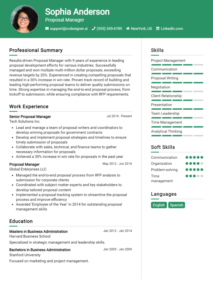 Proposal Manager Resume Example for 2024: Downloadable Templates ...