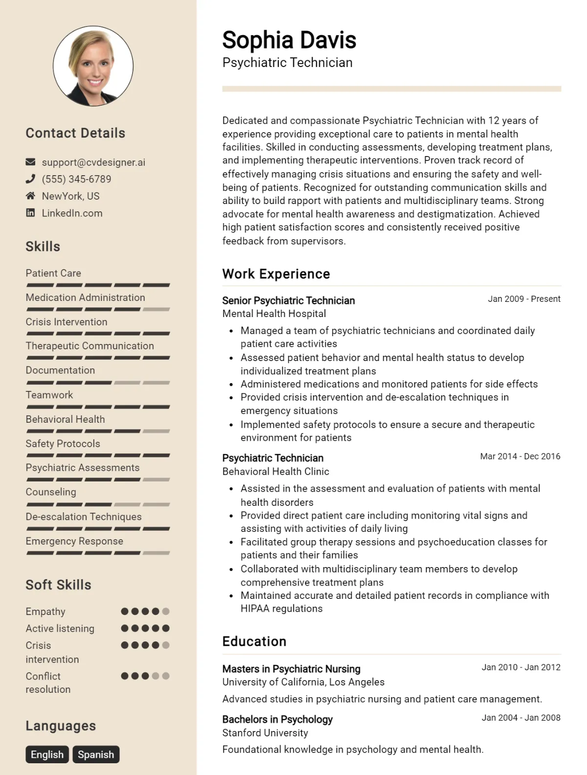 Psychiatric Technician CV Example