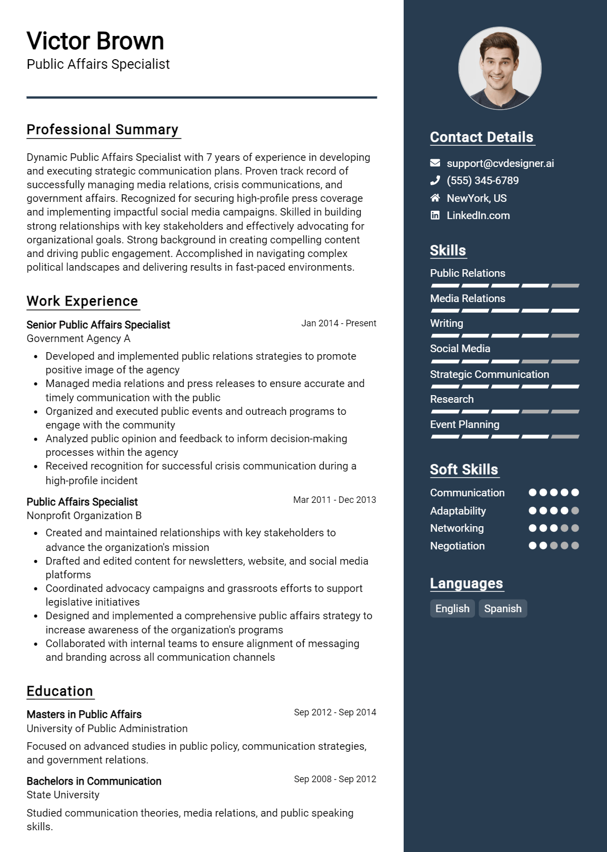 Public Affairs Specialist Resume Example