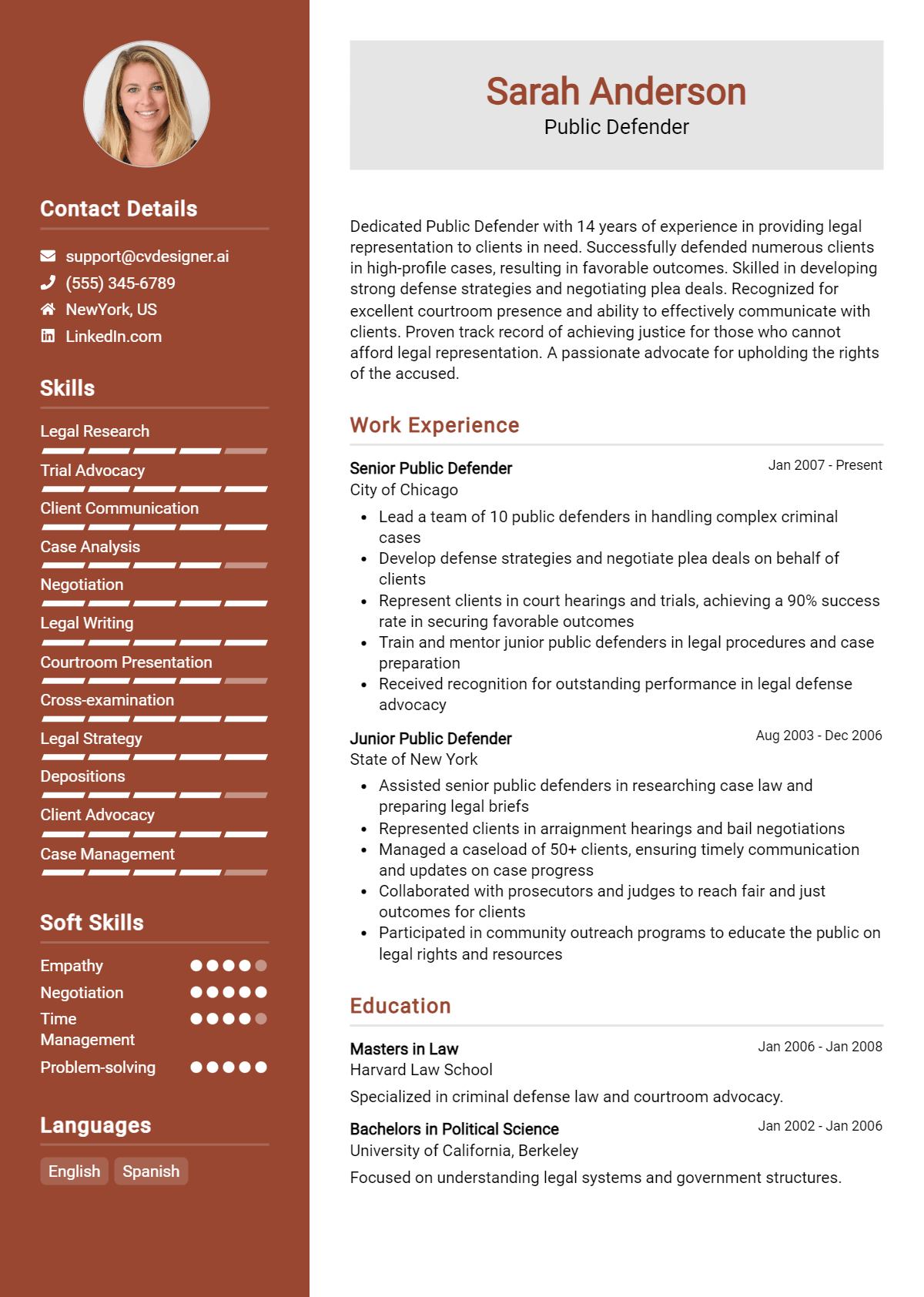 Public Defender Resume Example