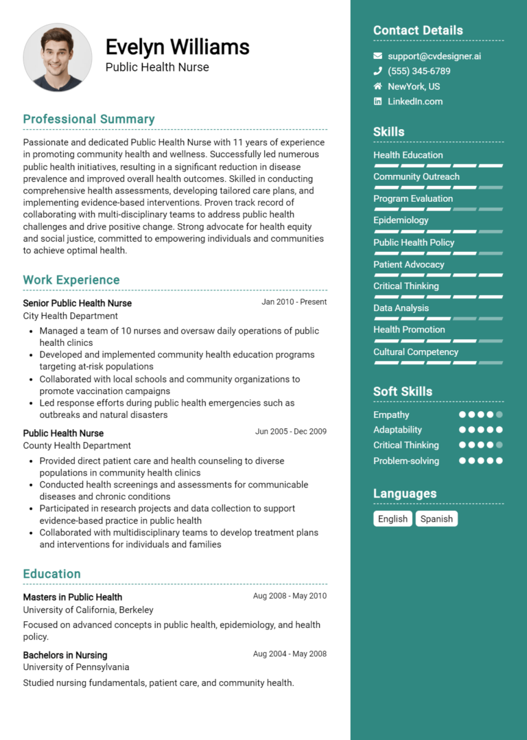 26 Public Health Nurse Resume Examples for 2025: Top CV Skills