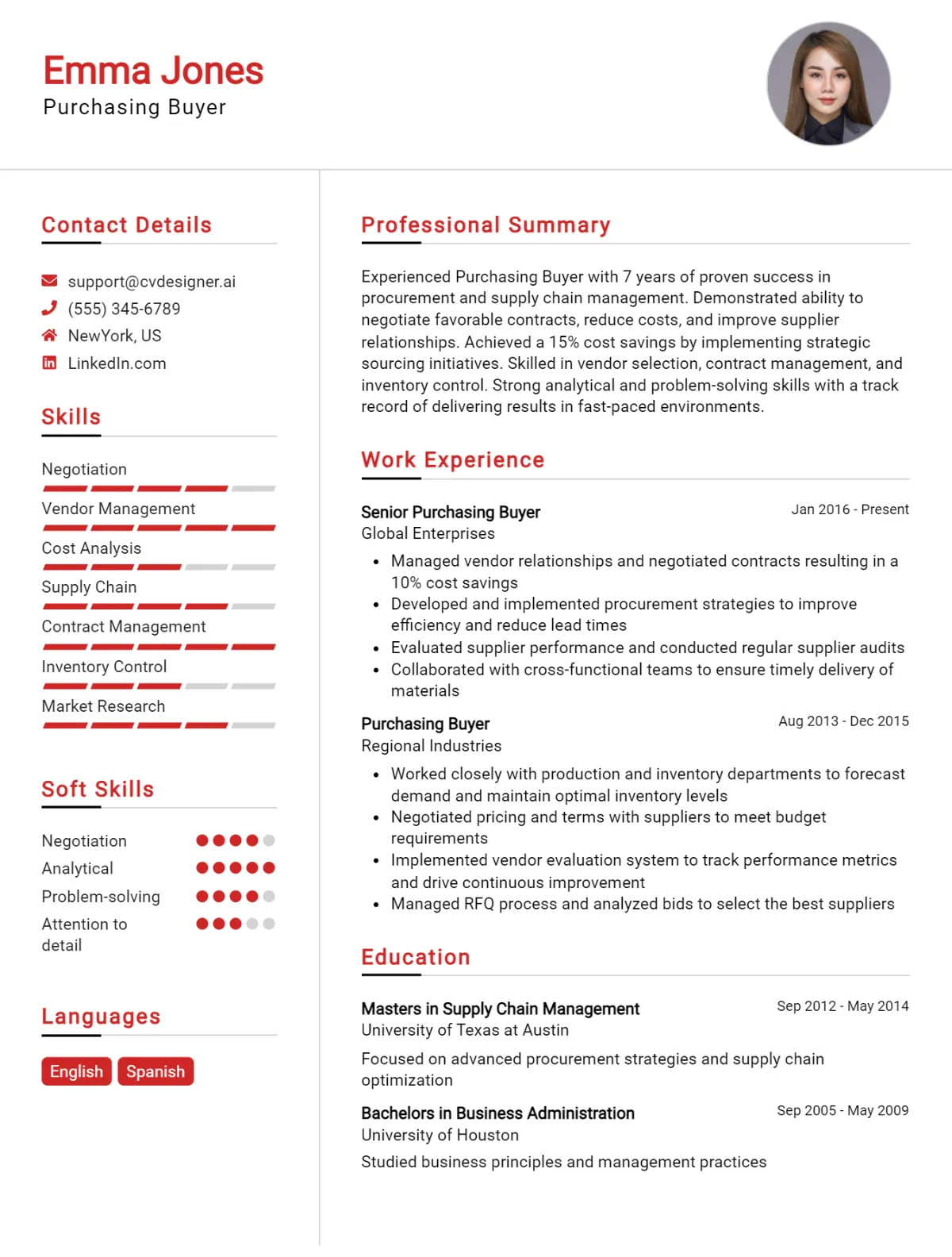 Purchasing Buyer CV Example