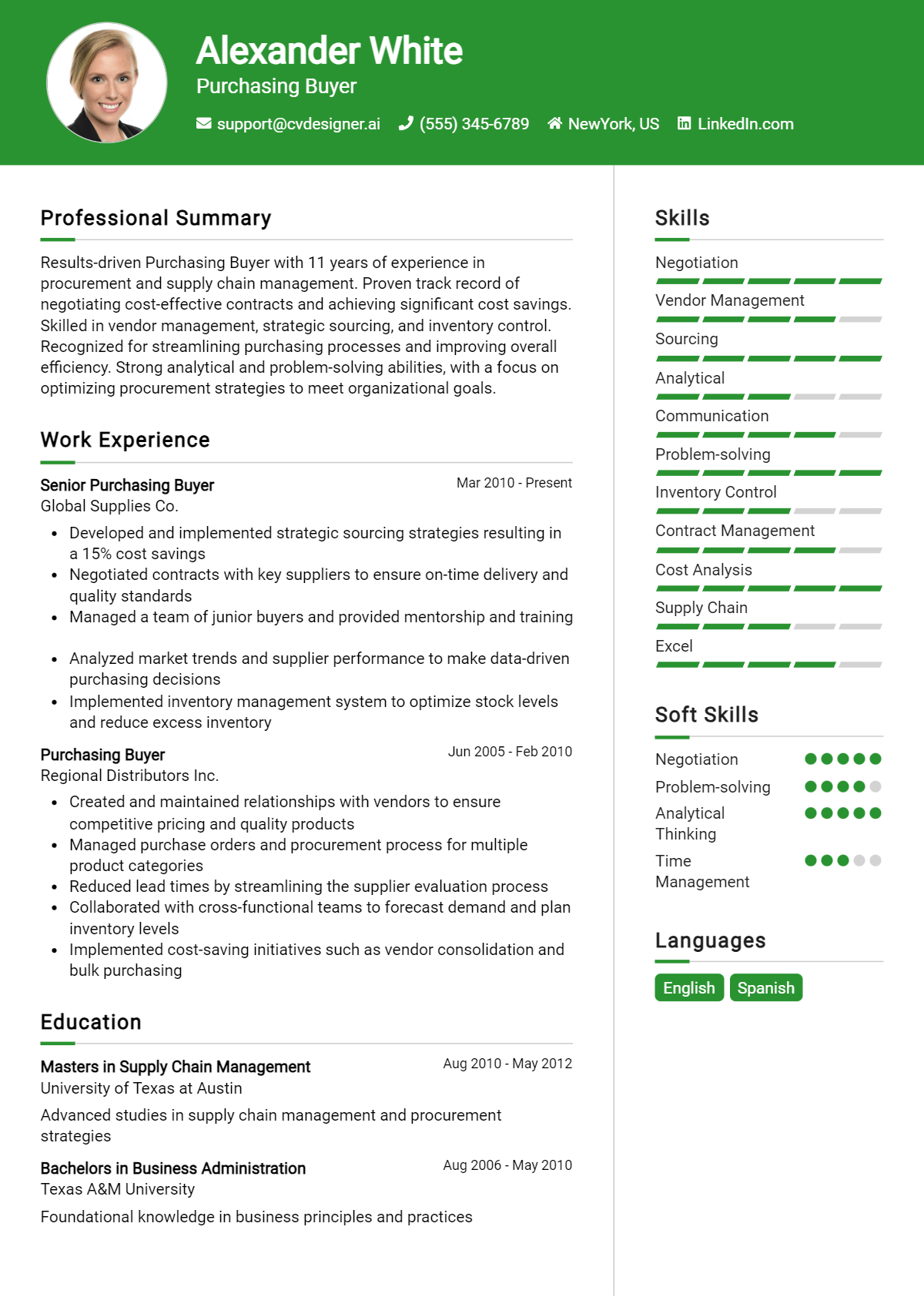 Purchasing Buyer Resume Example