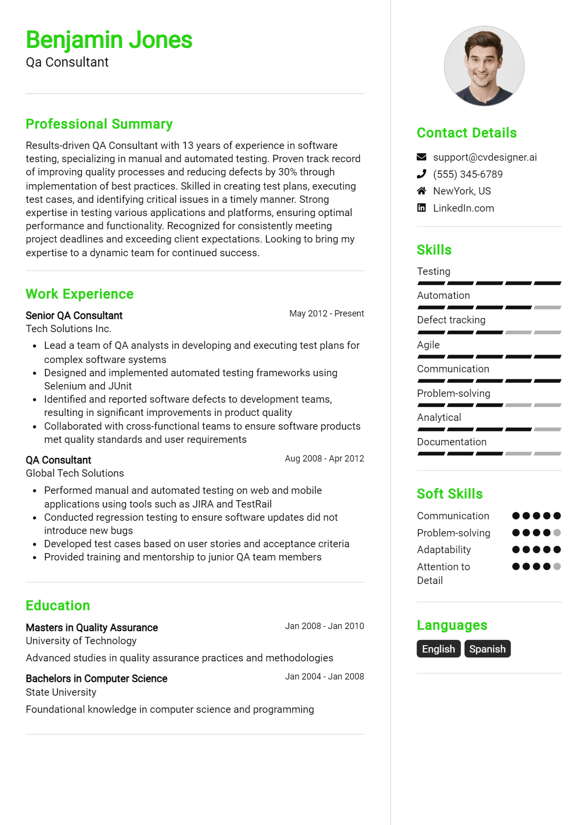 Qa Consultant Resume Example