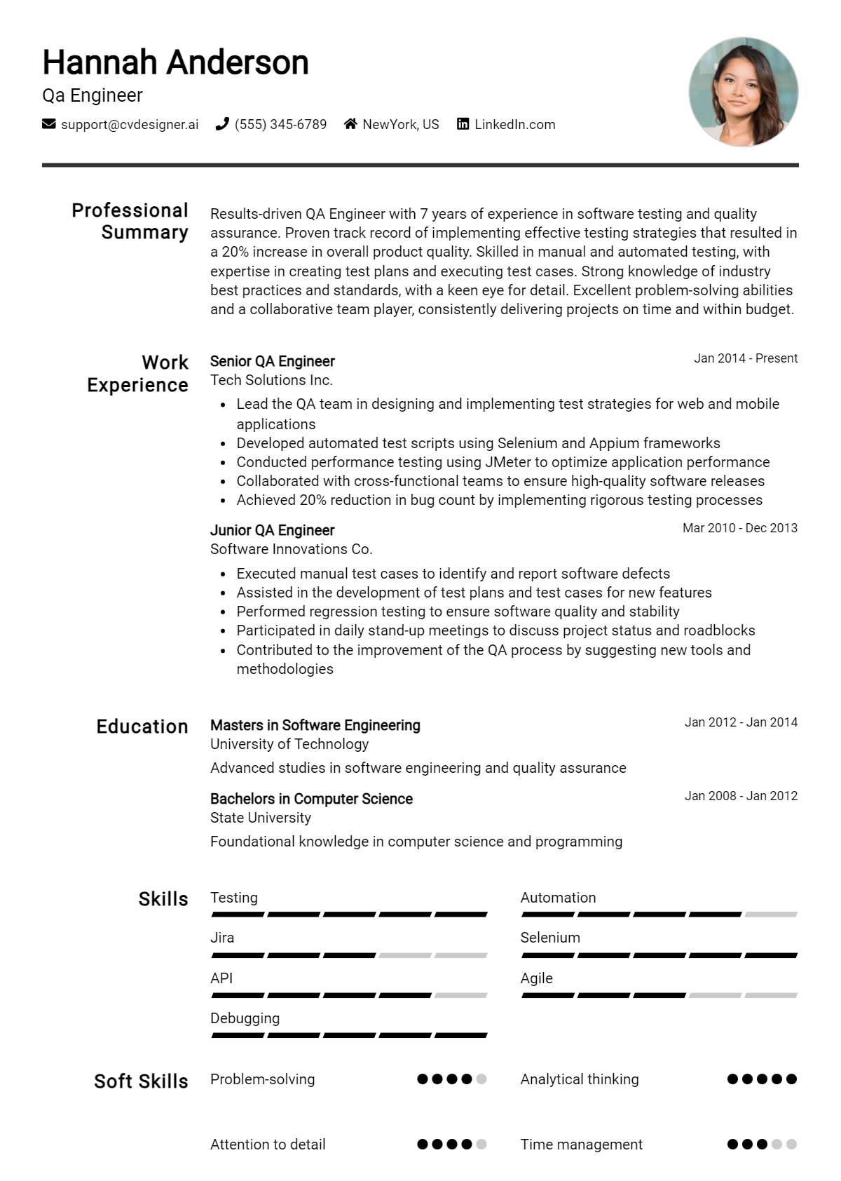 Qa Engineer Resume Example