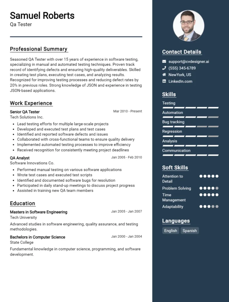 7 QA Tester CV Examples for 2025: Proven Tips & Templates