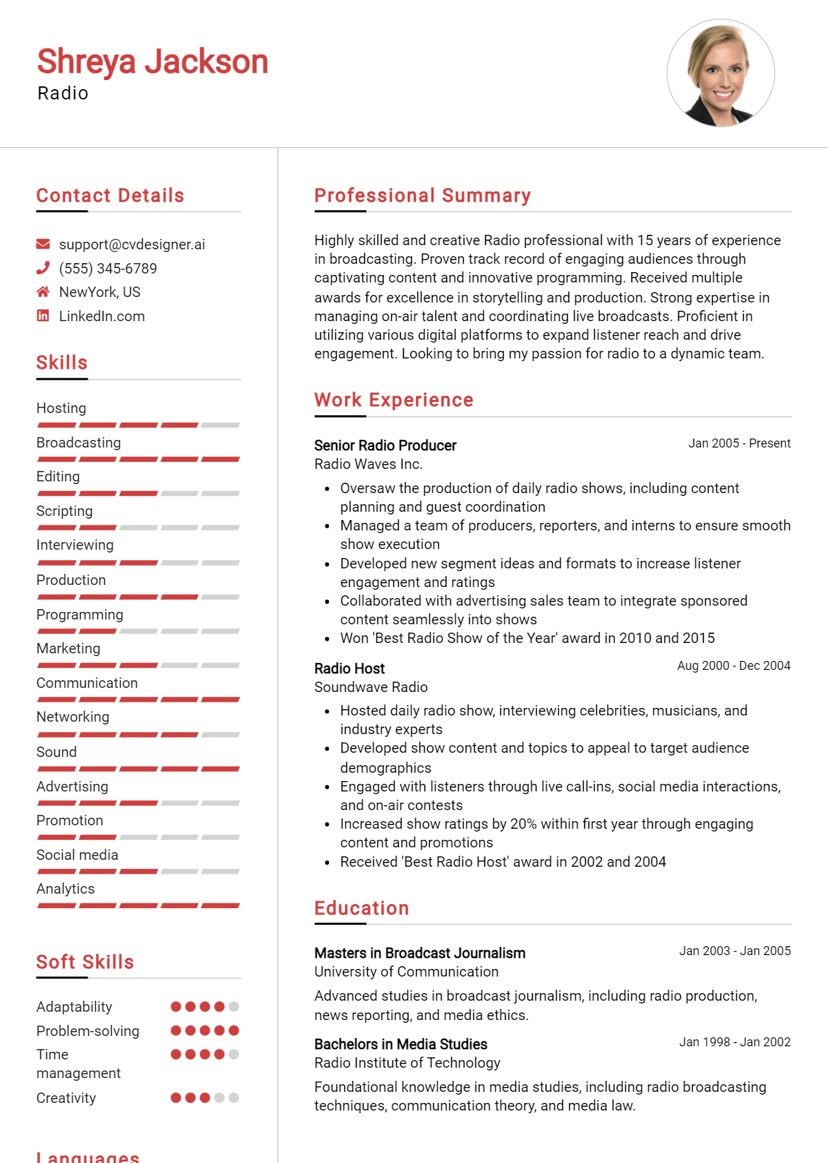 Radio Resume Example