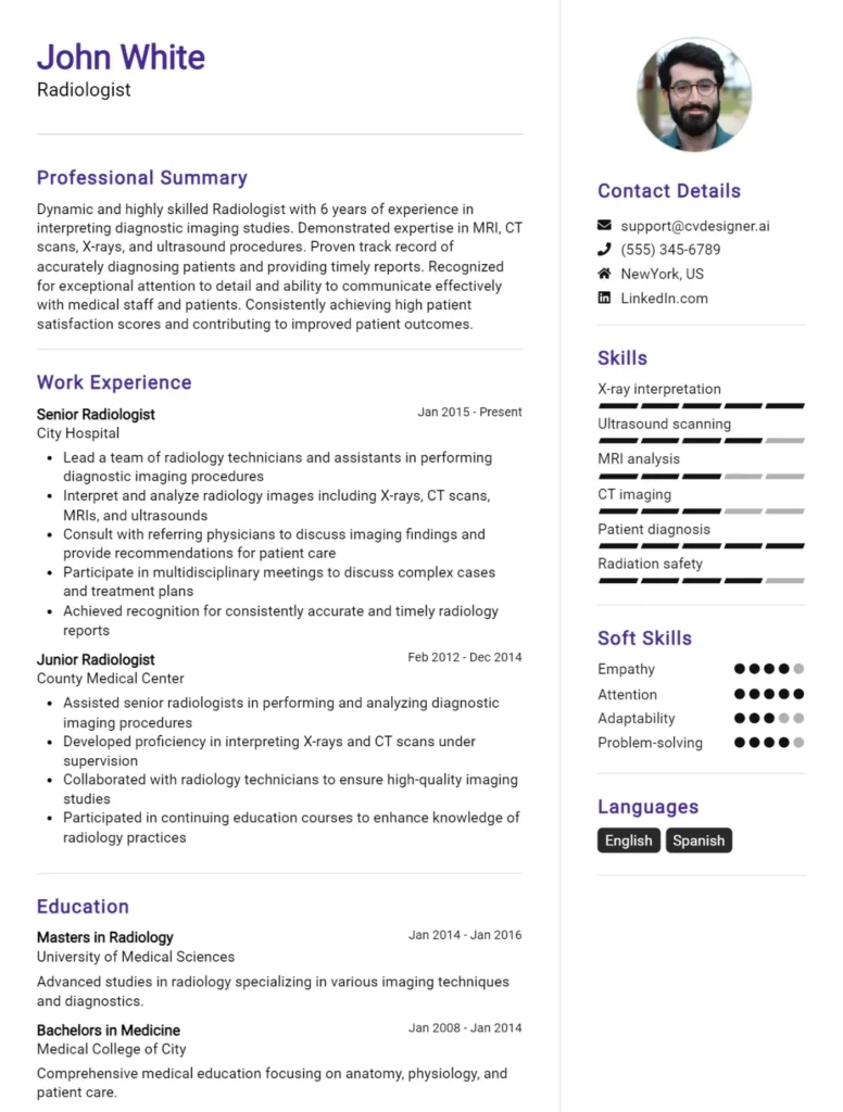 Radiologist CV Example