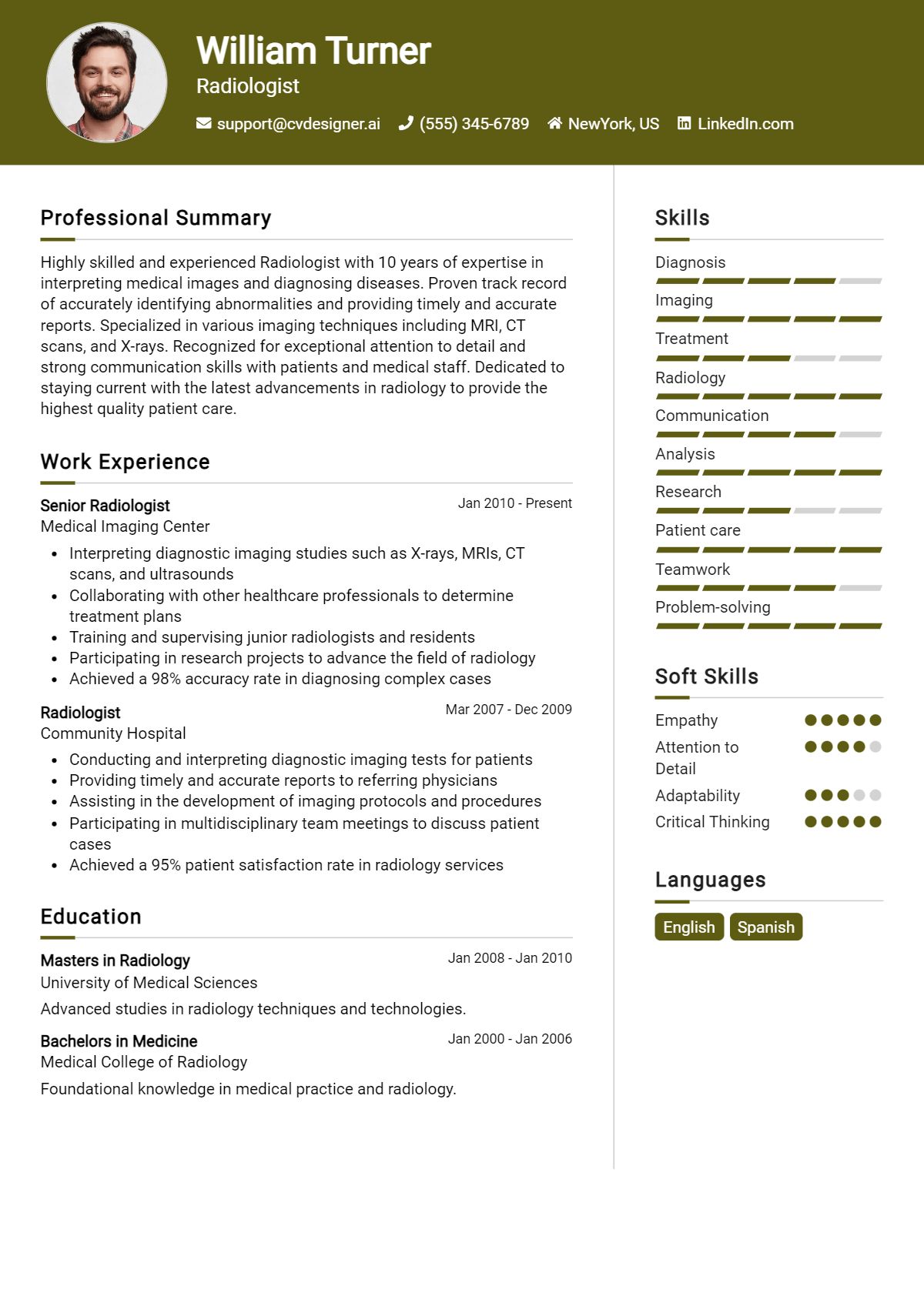 Radiologist Resume Example