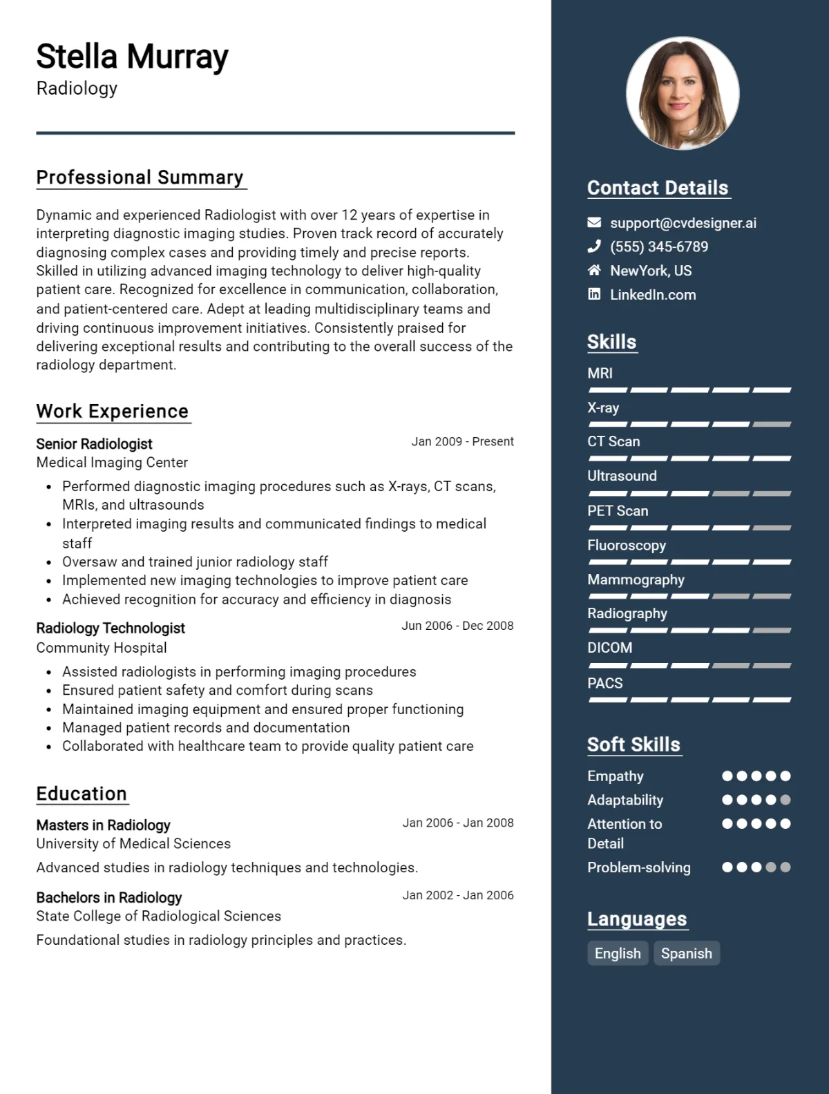 Radiology CV Example