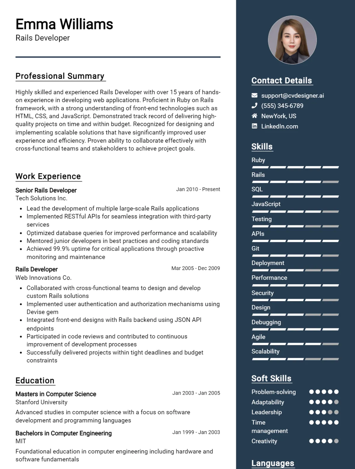 Rails Developer CV Example