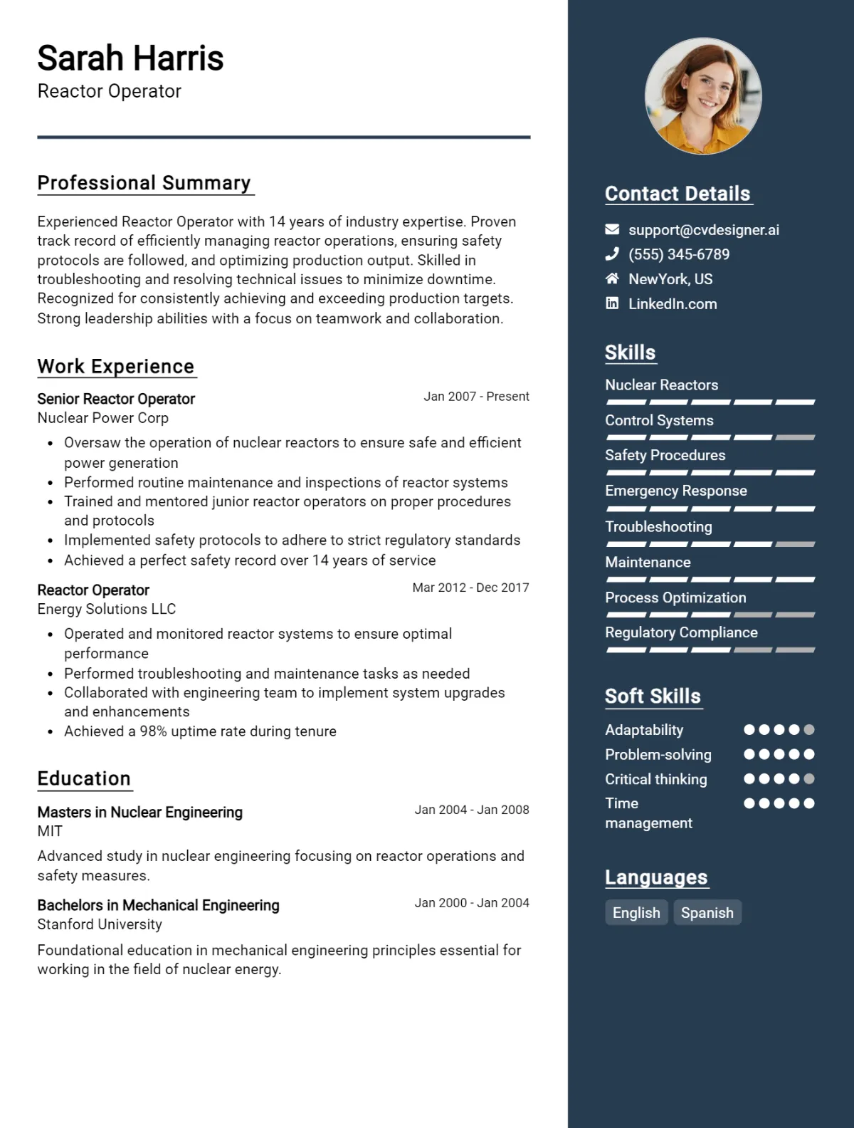 Reactor Operator CV Example