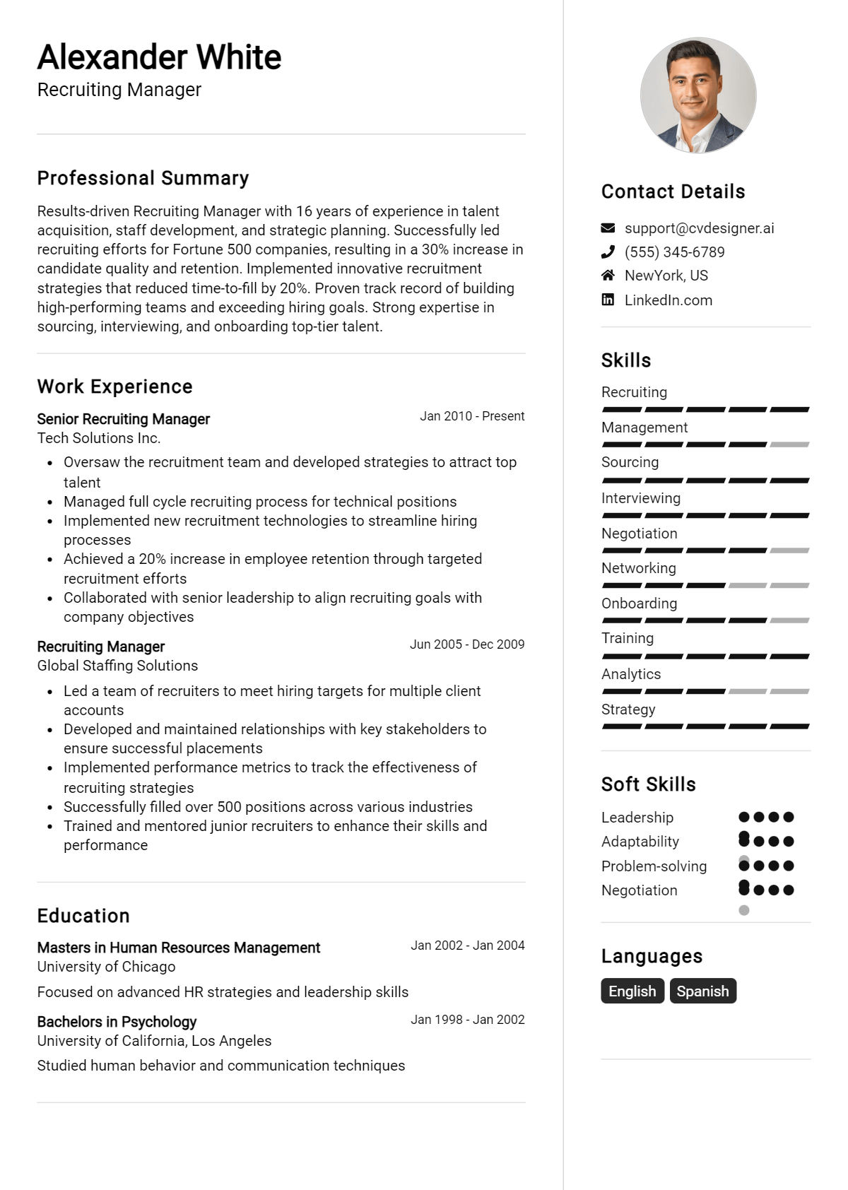 Write a CV with No Experience: Your Complete Guide 1 Recruiting Manager Resume Example