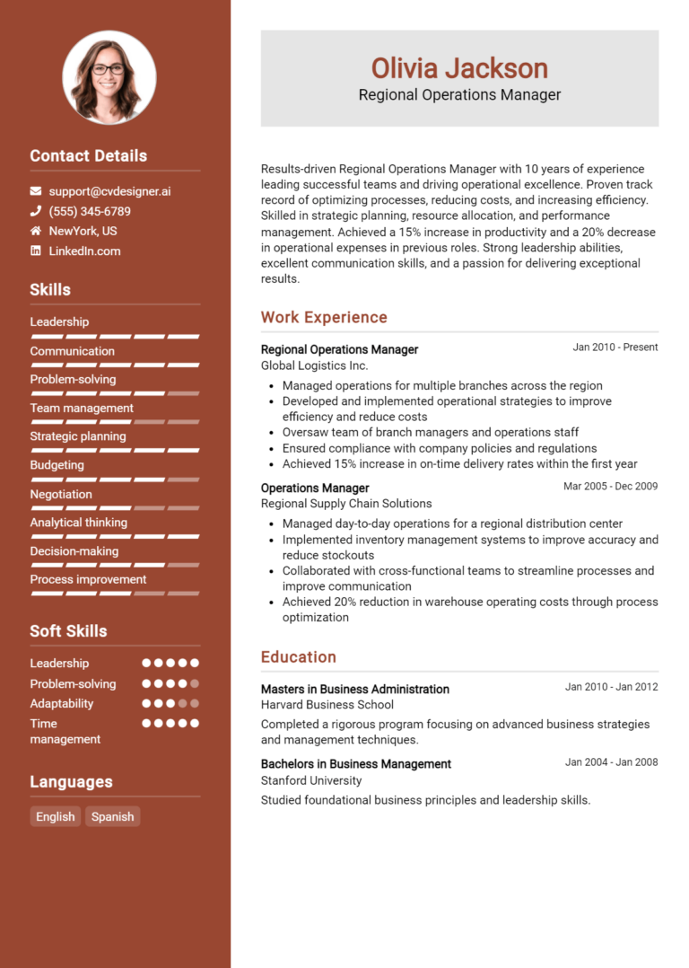 16 Regional Operations Manager Resume Examples for 2025: Top Templates