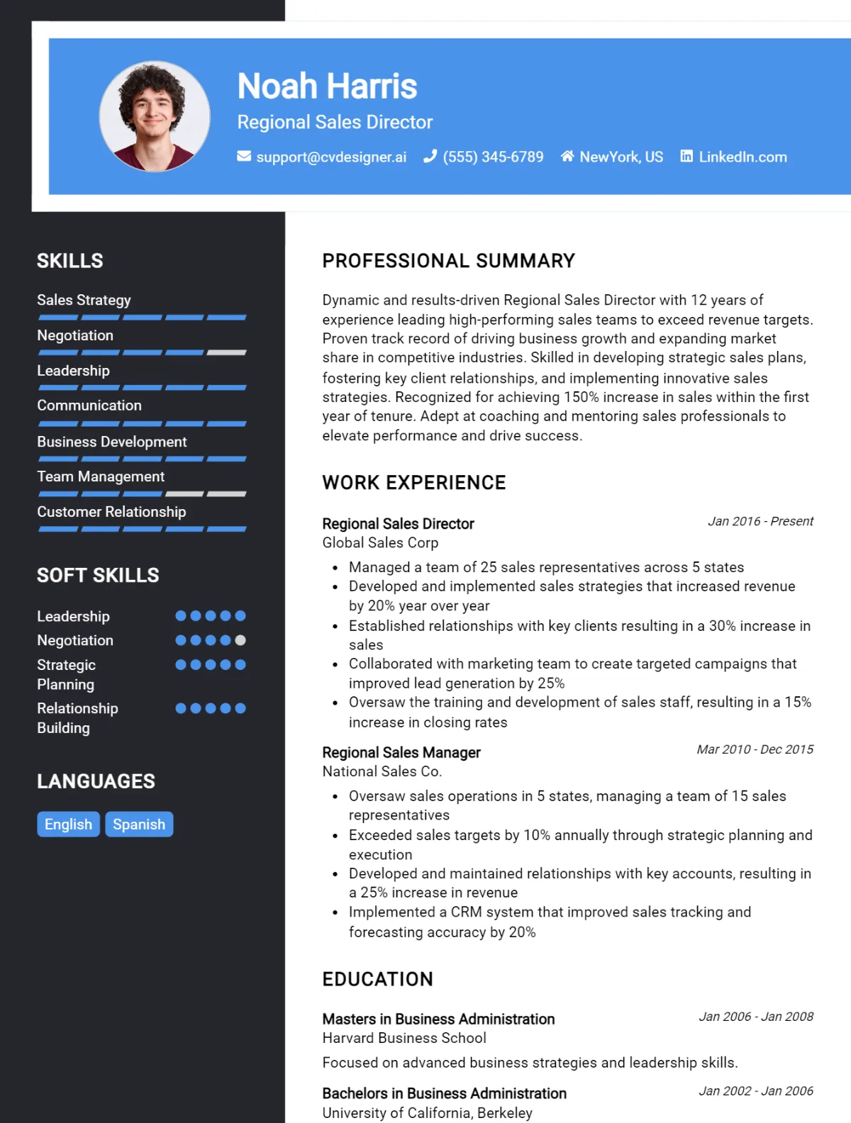 Regional Sales Director CV Example