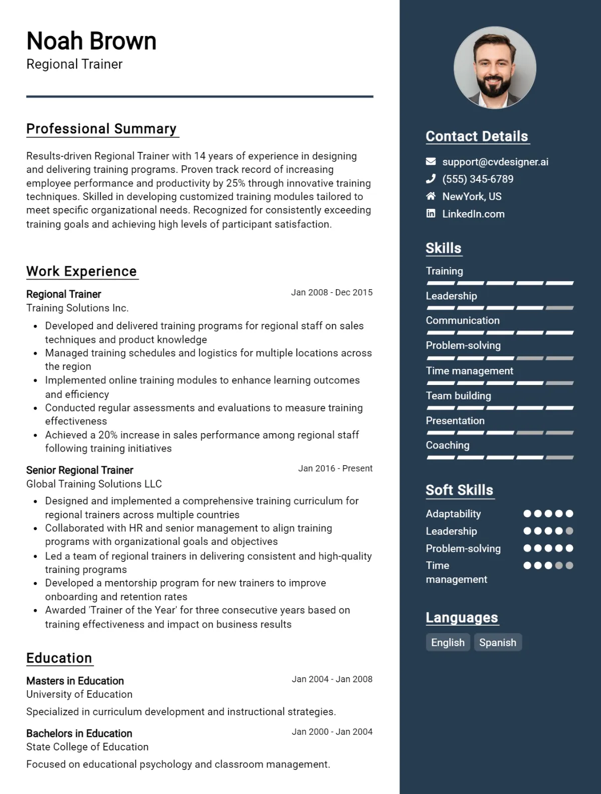 Regional Trainer CV Example