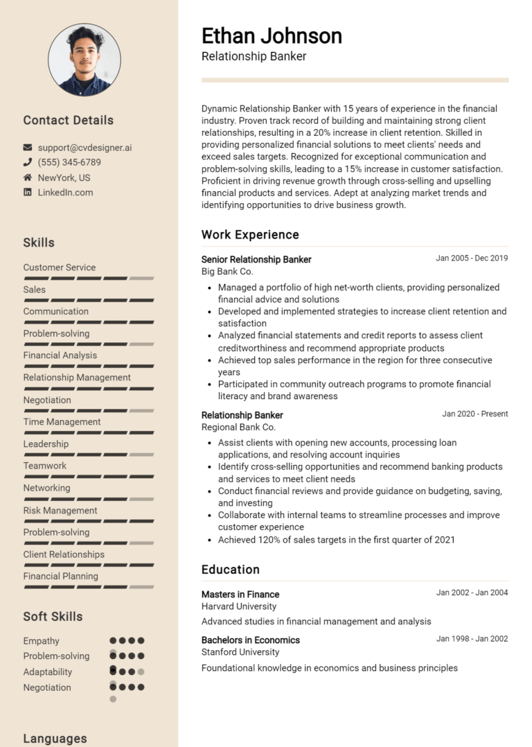 Relationship Banker Resume Example for 2025: Best Formatting Tips