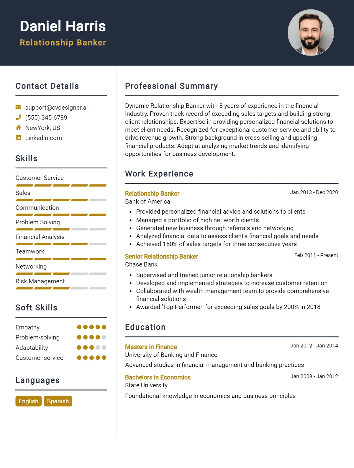 Relationship Banker CV Example