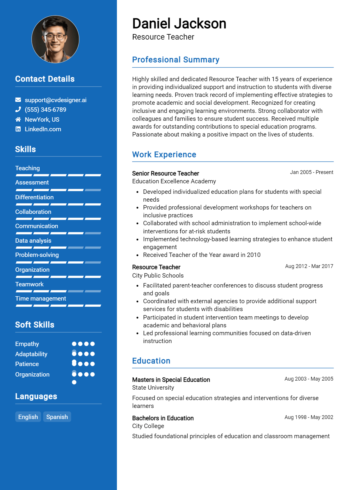 Resource Teacher Resume Example