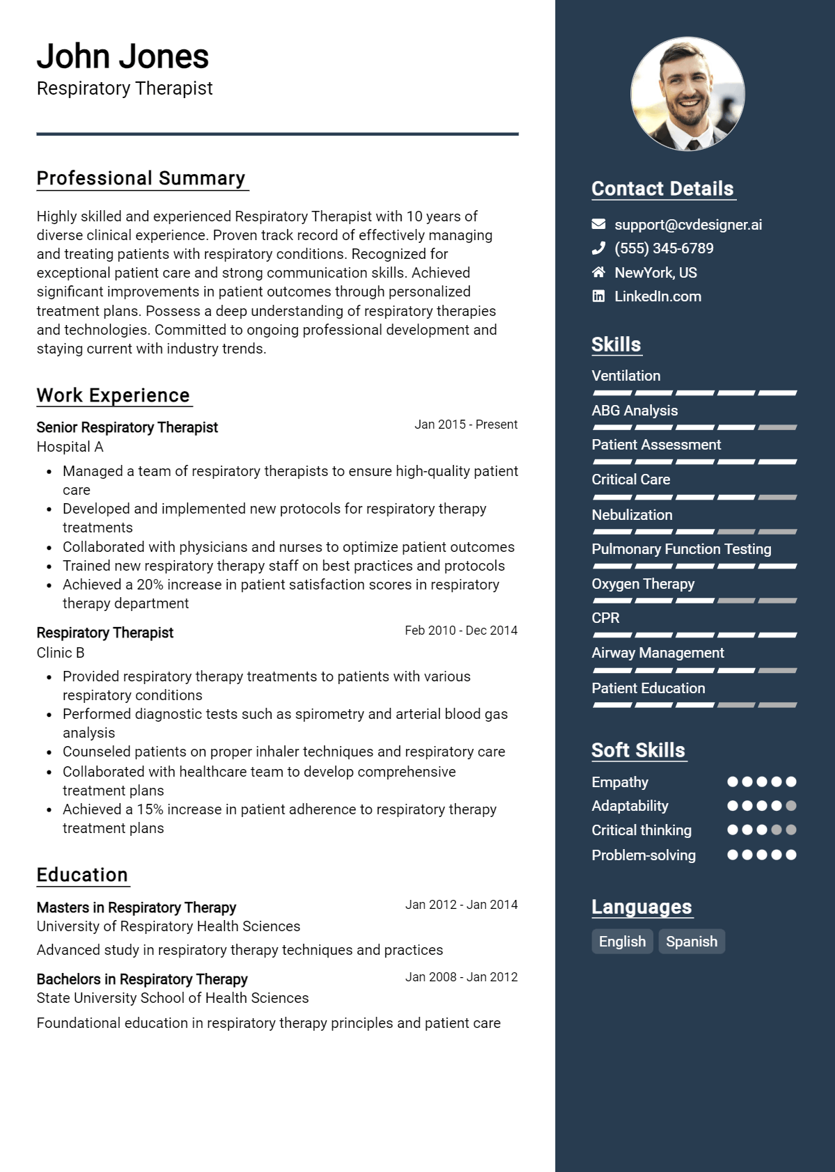 Respiratory Therapist Resume Example
