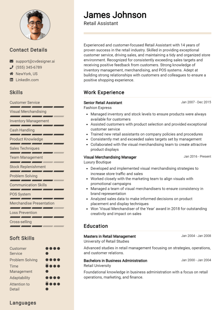 18 Retail Assistant Resume Examples And Templates for 2025