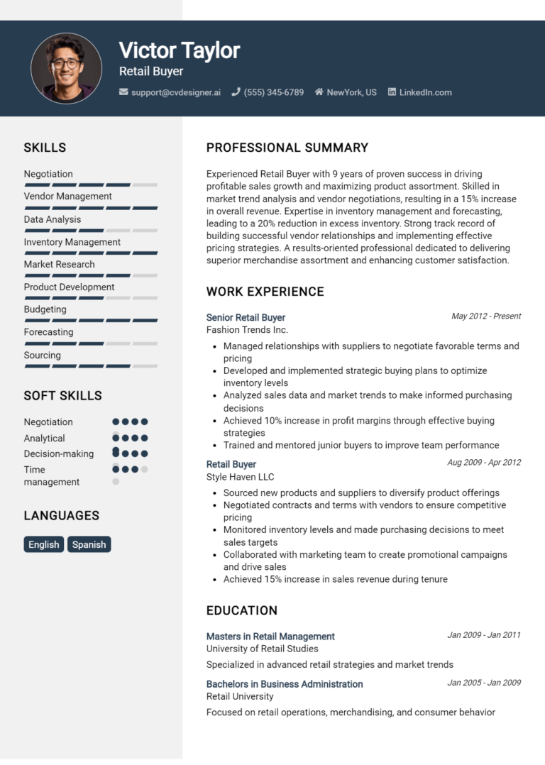 18 Retail Buyer Resume Examples And Templates for 2025