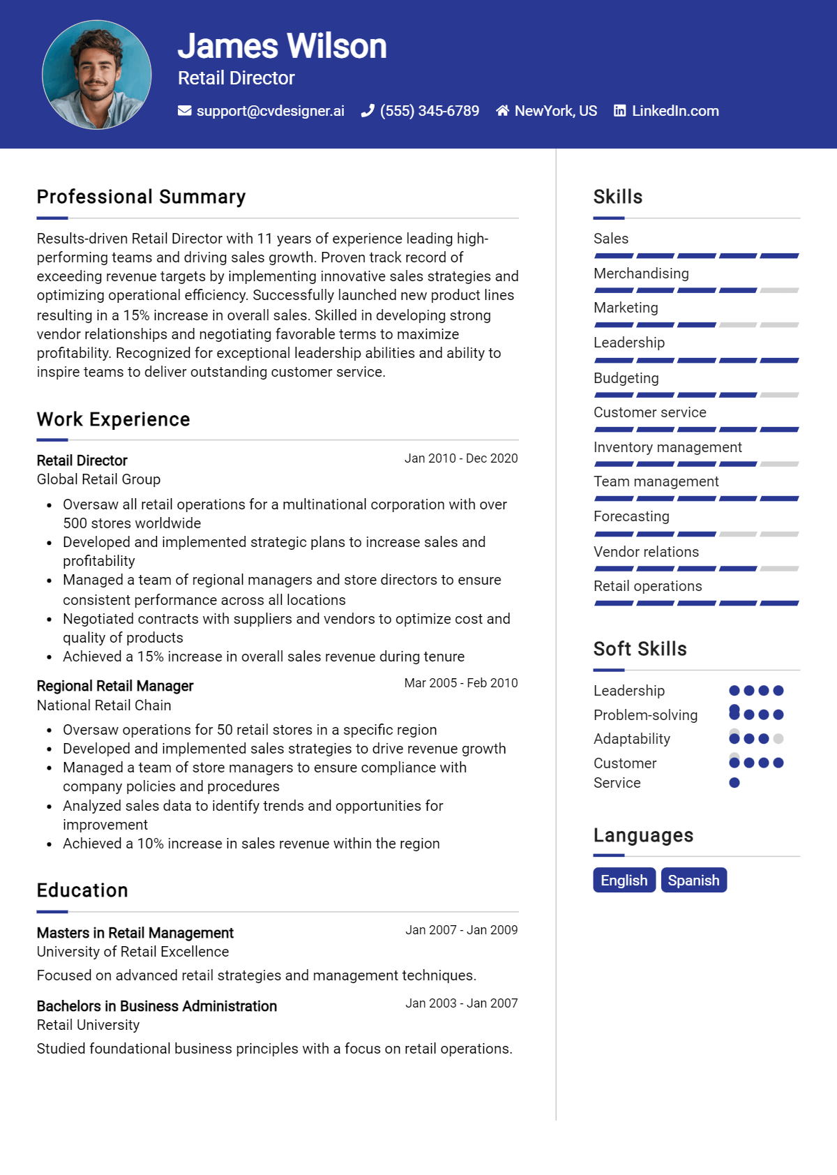 Retail Director Resume Example