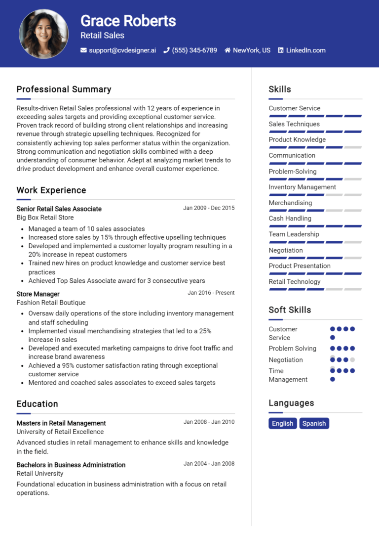 18 Retail Sales Resume Examples And Templates for 2025