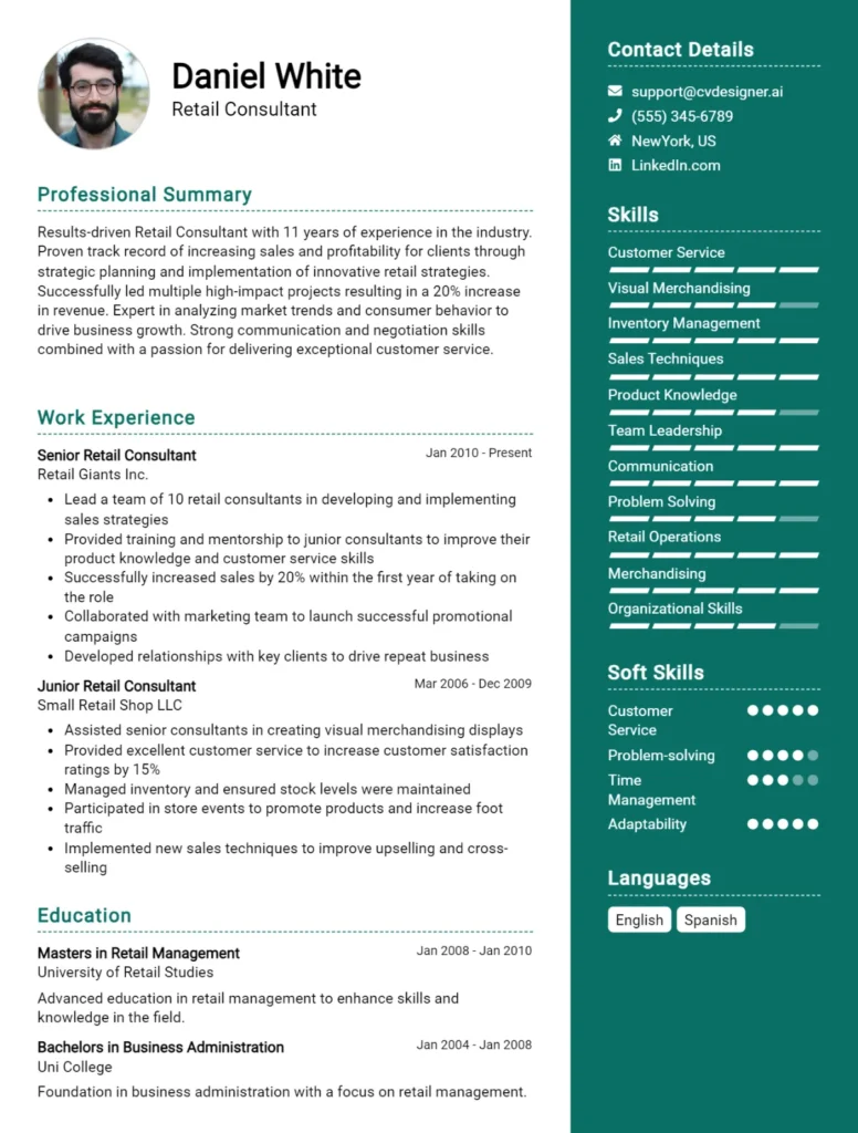 Retail Consultant CV Example