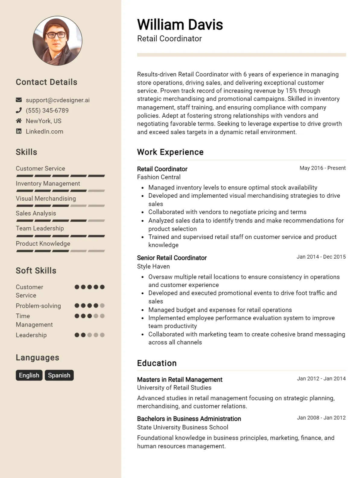 Retail Coordinator CV Example