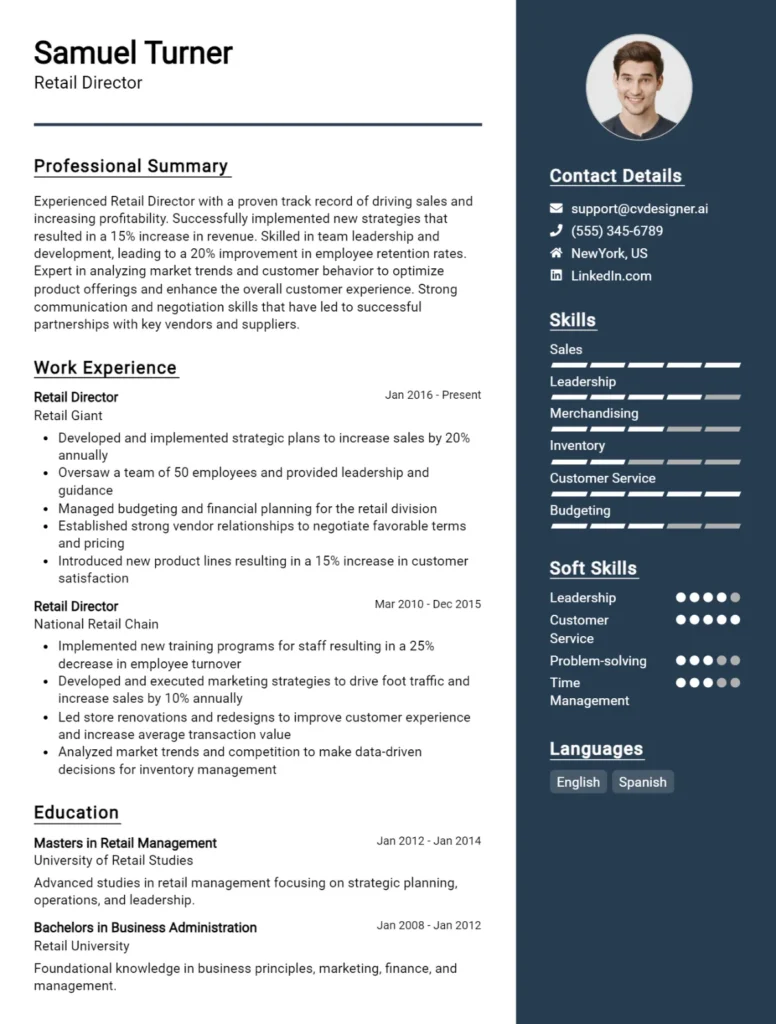 Retail Director CV Example