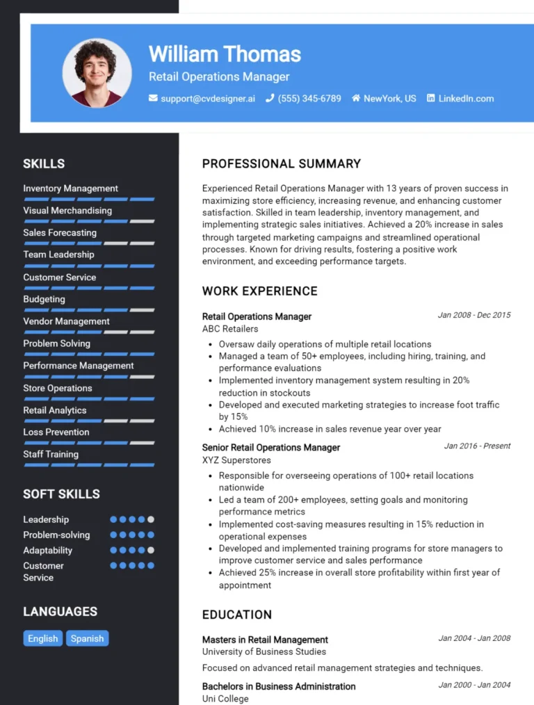 Retail Operations Manager CV Example For 2025: How to Craft a Winning CV
