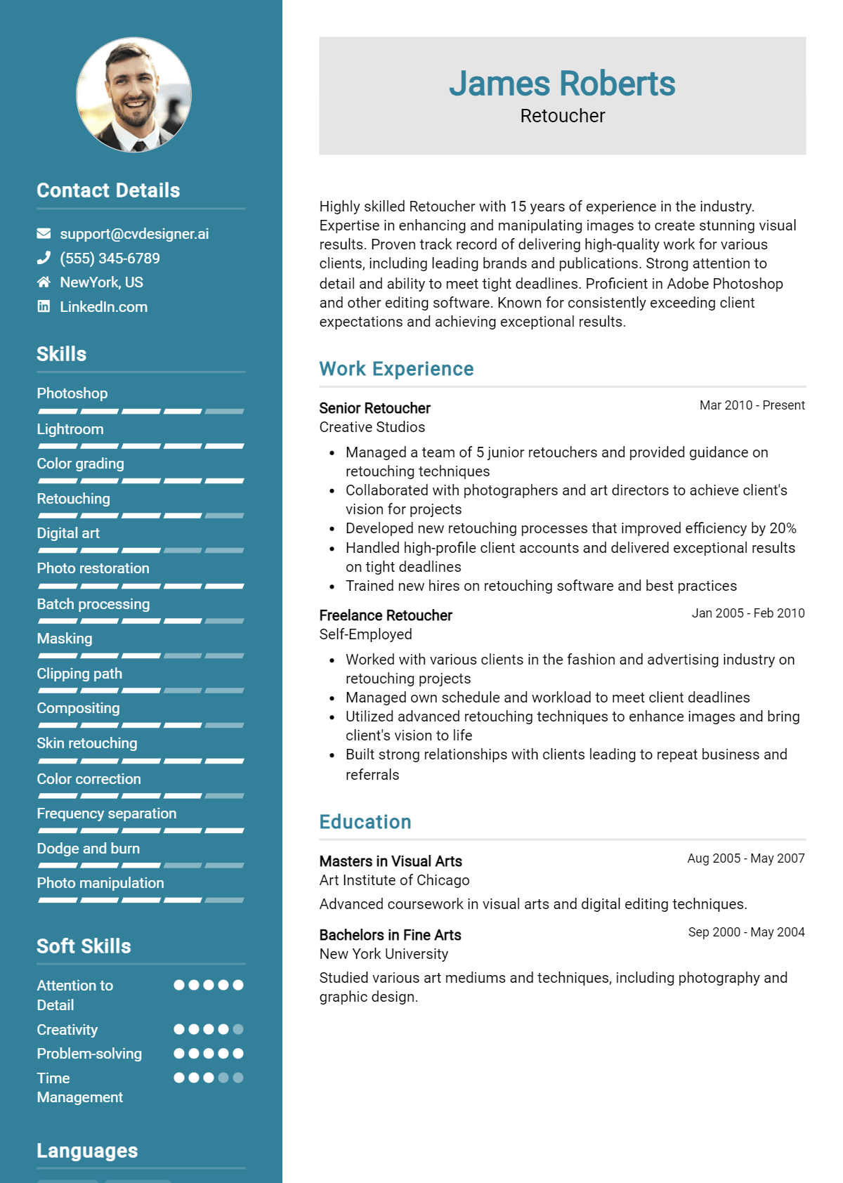 Retoucher Resume Example