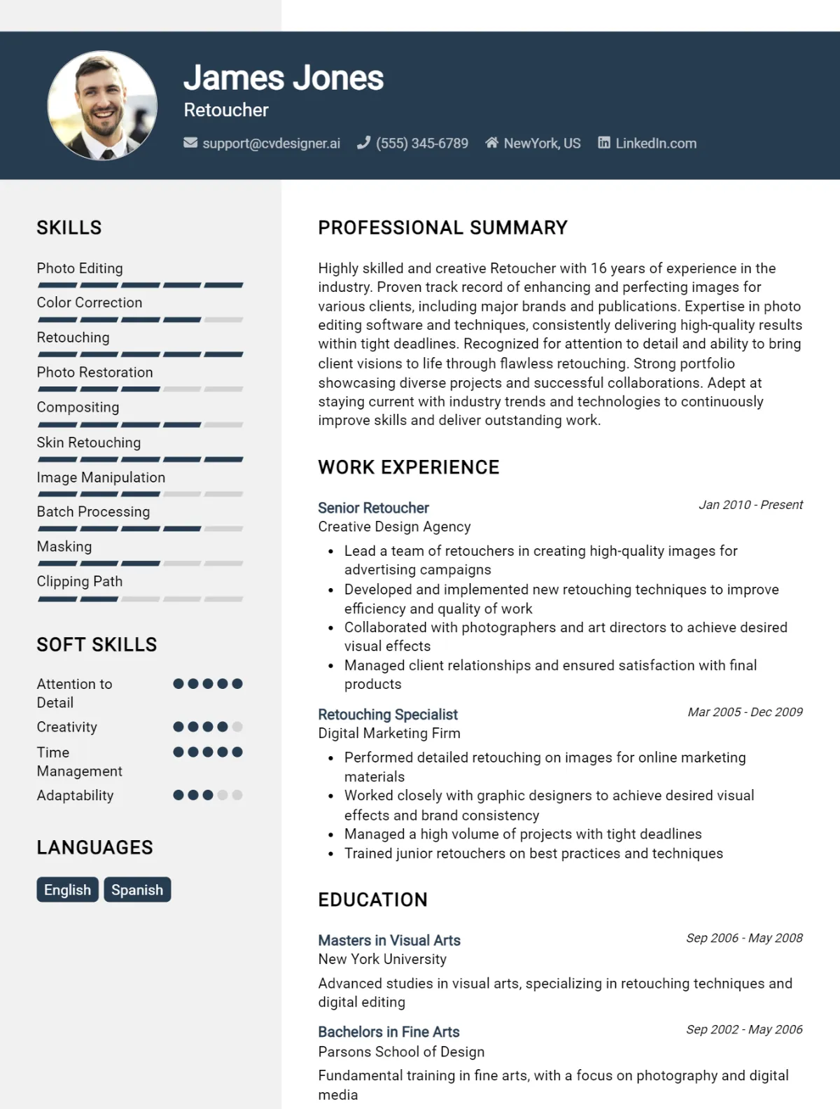 Retoucher CV Example