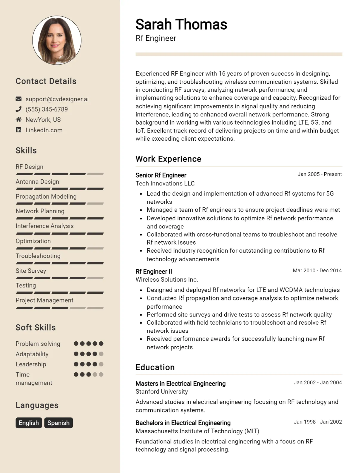 Rf Engineer CV Example