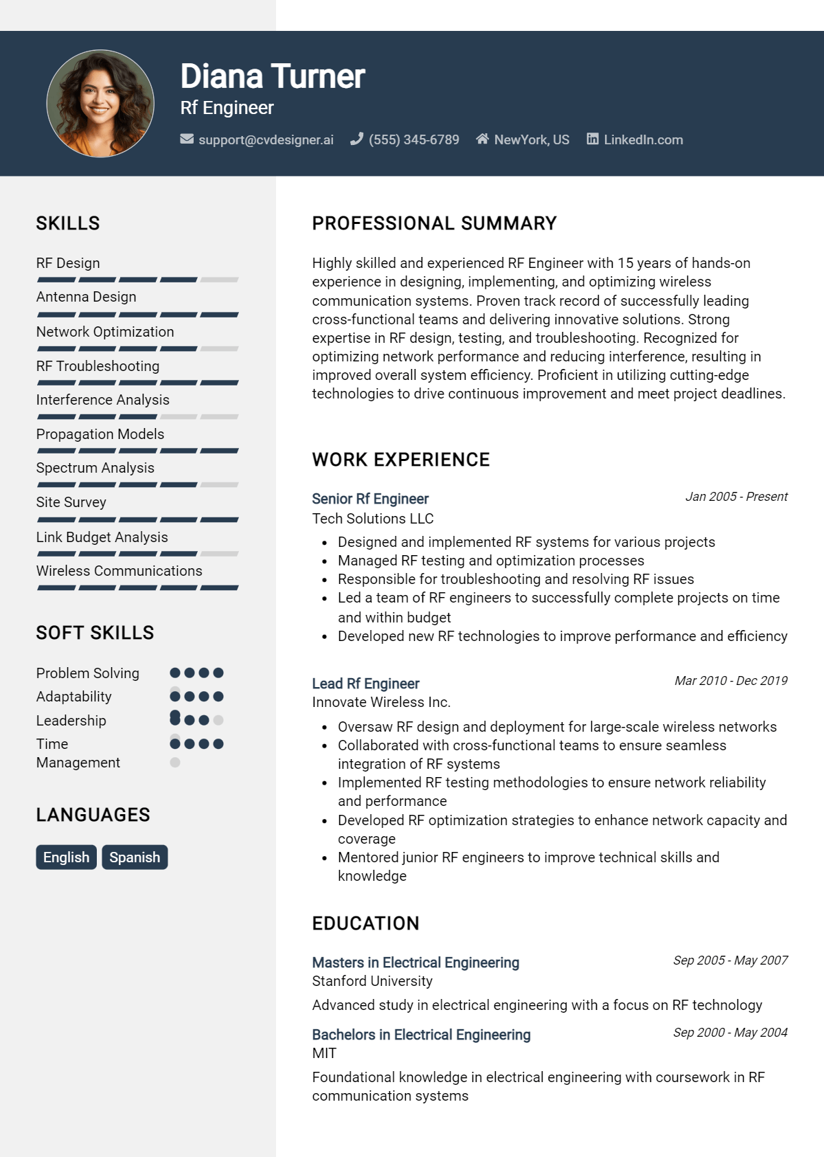 Rf Engineer Resume Example
