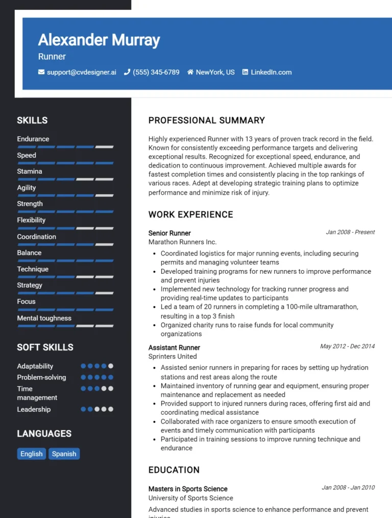 Runner CV Example For 2025: How to Craft a Winning CV