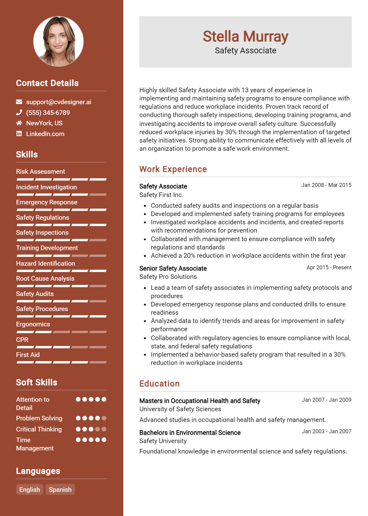 Safety Associate Resume Example