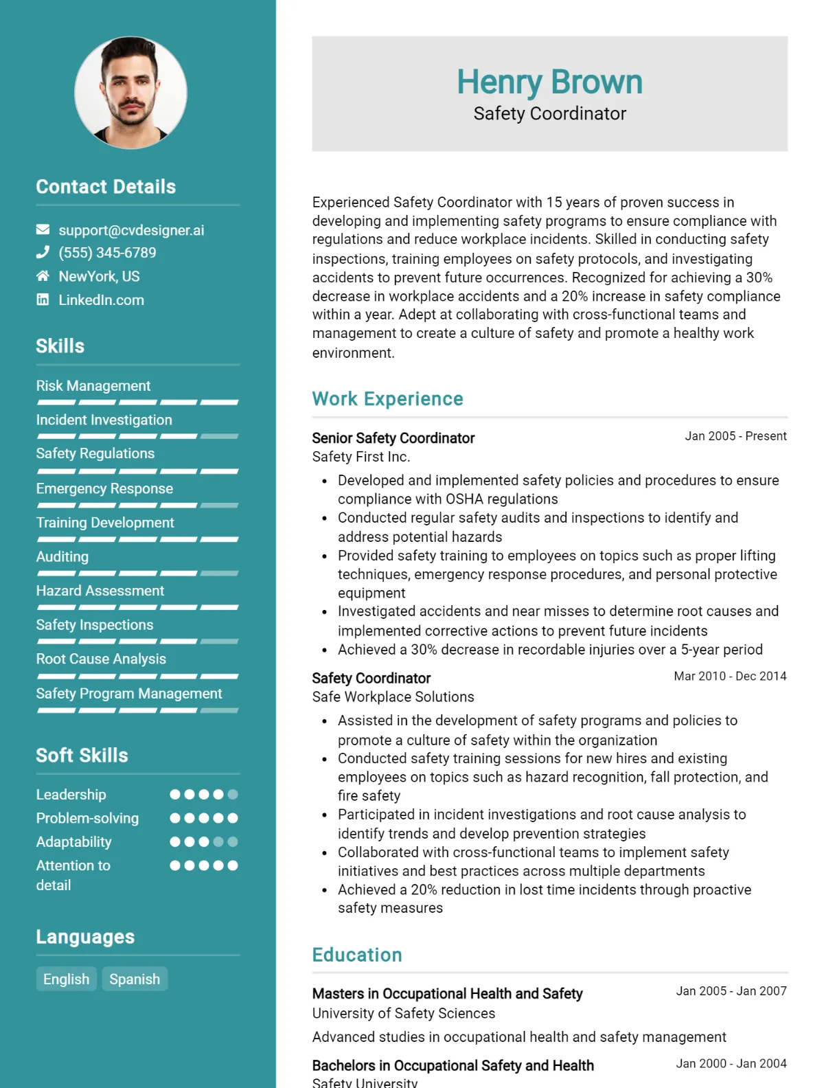 Safety Coordinator CV Example For 2024: Free Downloadable Templates ...